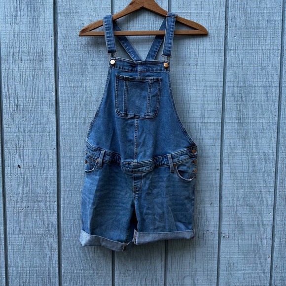 Isabel By Ingrid & Isabel Denim Overalls Jean Shortalls 90's Style Size 6 - Picture 1 of 12